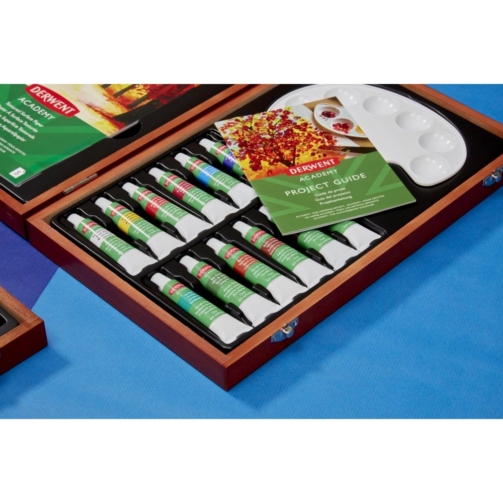 Set de Acrílicos en Caja de Madera – 18 Piezas para Pintura Creativa