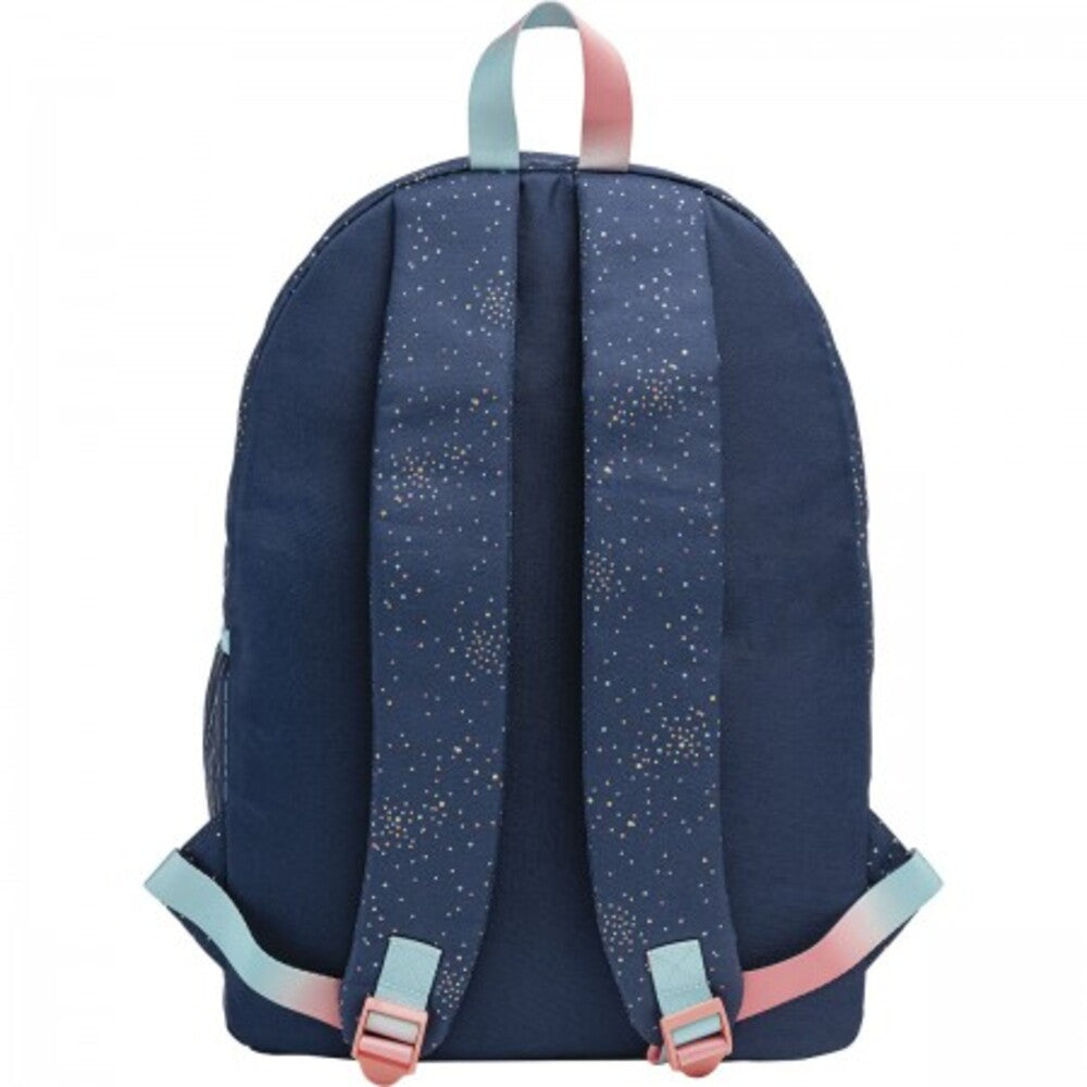 Mochila Escolar Académie Dots Azul con Pompón – 290x430x120mm