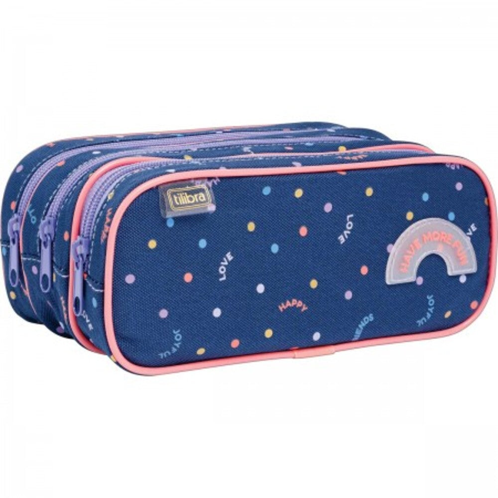 Estuche Triple con Divisor y Dots 210x110x90 mm – 3 Compartimentos