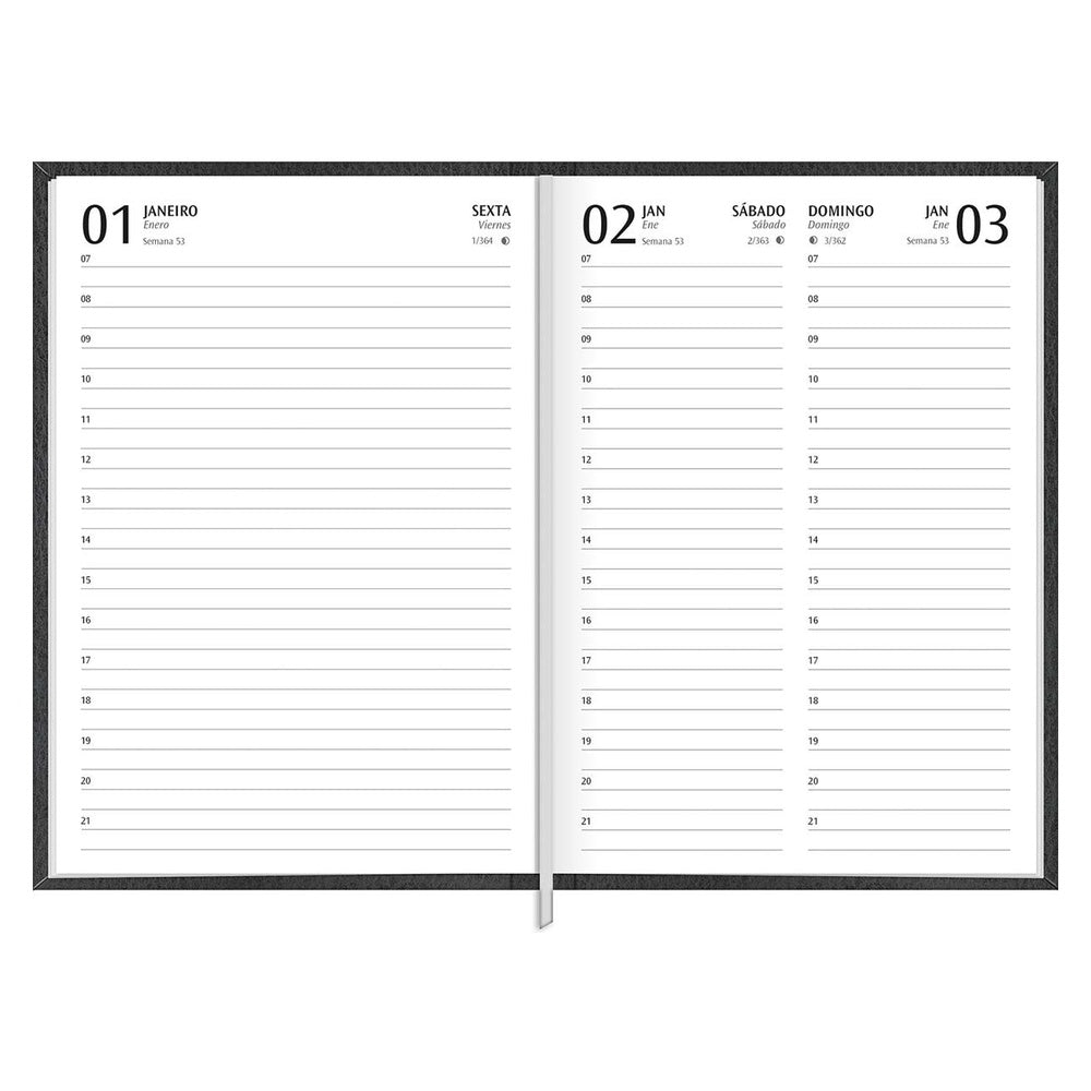 Agenda Ejecutiva Tilibra Cosida Diaria Torino M5 2027 Negro