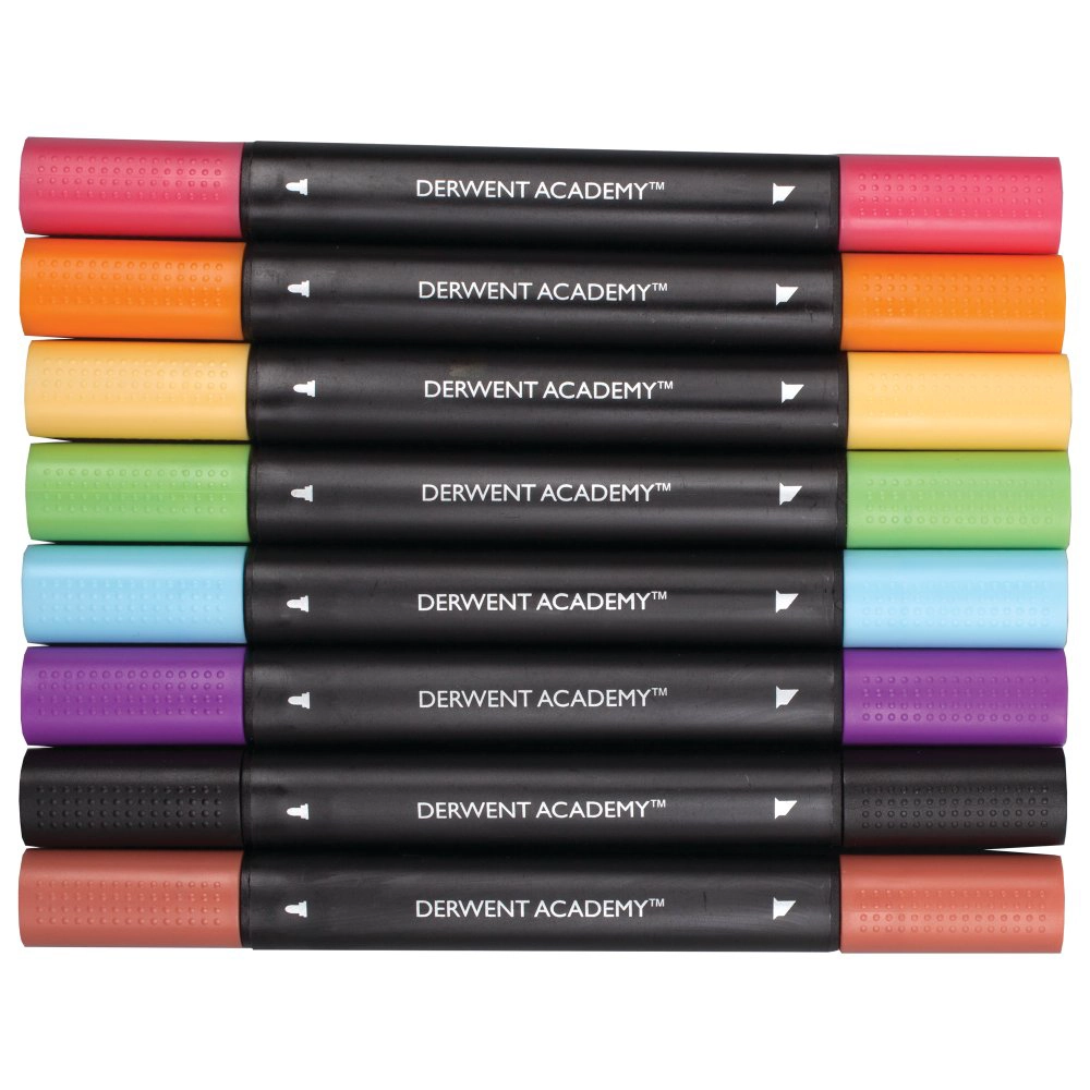 Plumones Marcadores 8 Colores – Punta Fina y Pincel