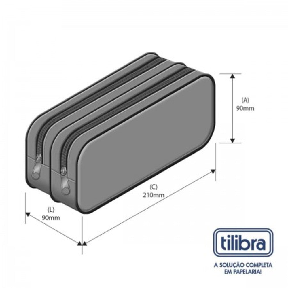 Estuche Duo Académie Negro con 2 Compartimentos – 210x90x90mm