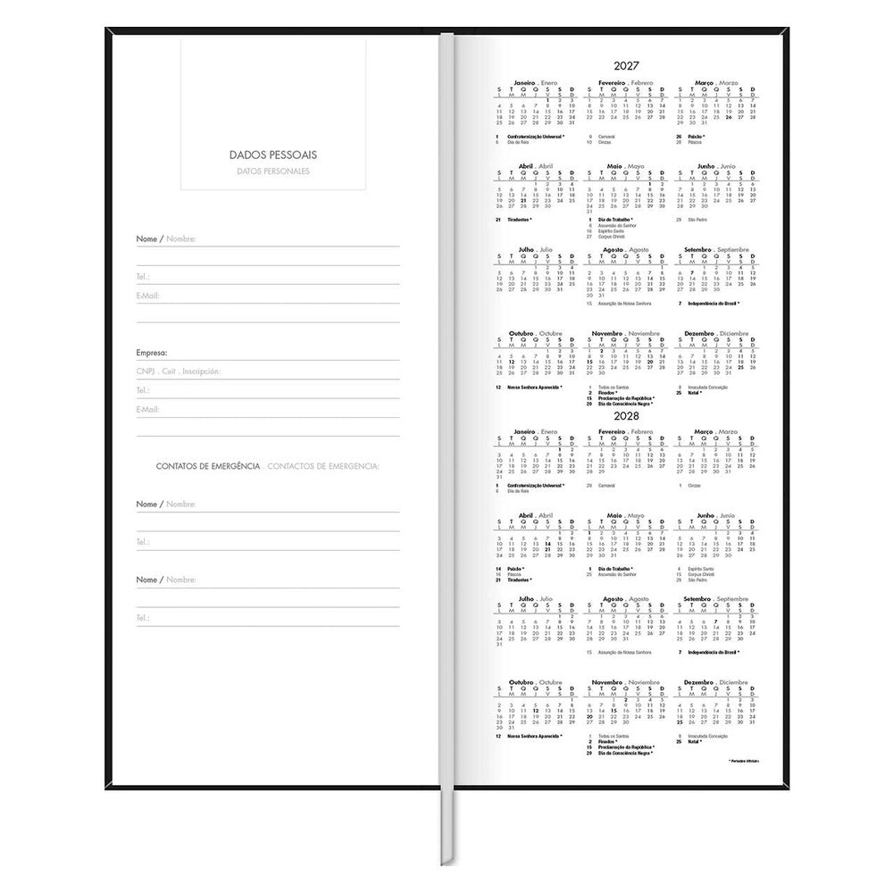 Agenda Ejecutiva Tilibra Cosida Diaria Comercial M8 2027 Negro