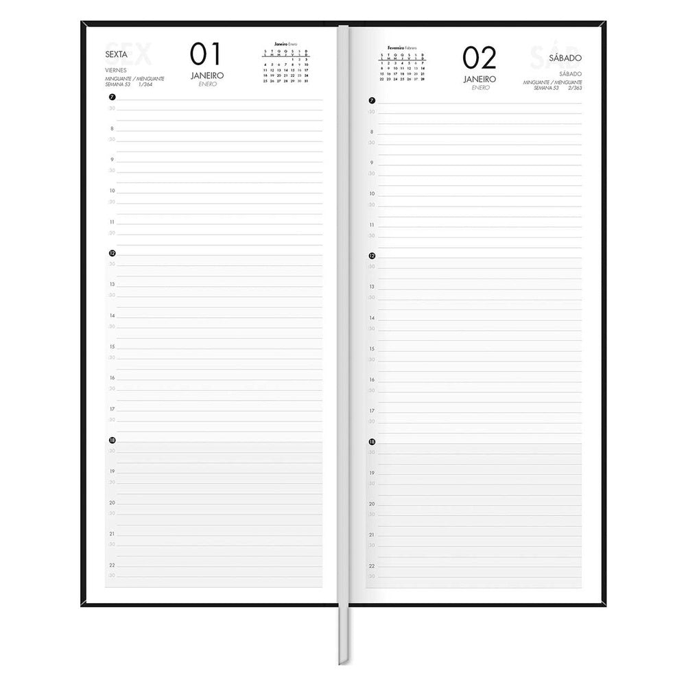 Agenda Ejecutiva Tilibra Cosida Diaria Comercial M8 2027 Negro