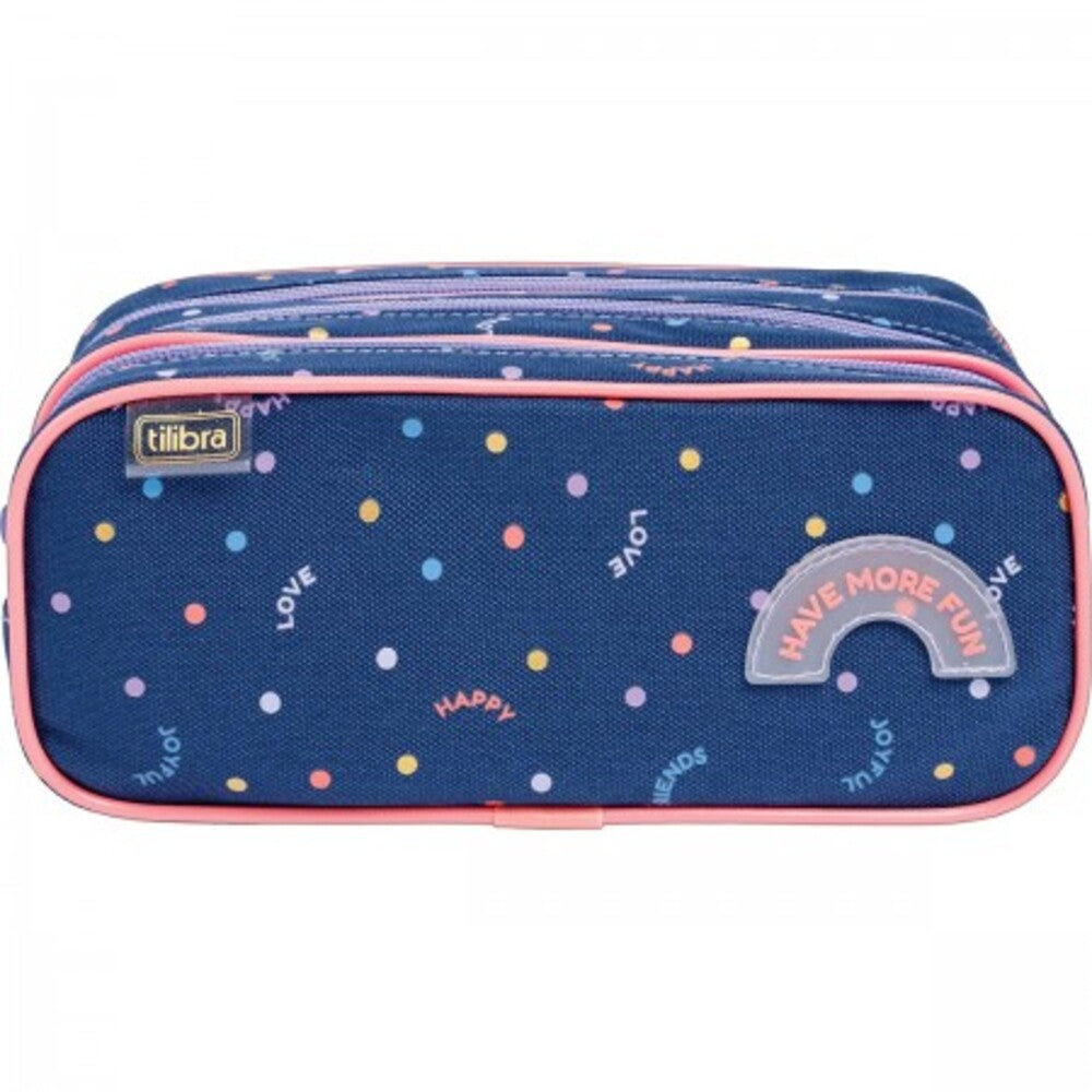 Estuche Triple con Divisor y Dots 210x110x90 mm – 3 Compartimentos