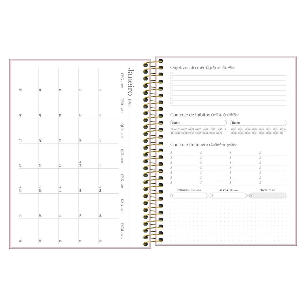 Agenda Ejecutiva Tilibra Espiral Diaria Vanilla M7 2027 Rosa