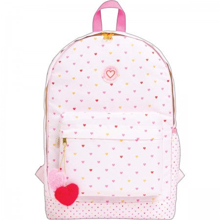 MOCHILA 290x430x120 CON POMPOM DE CORAZON JOYFUL ROSA