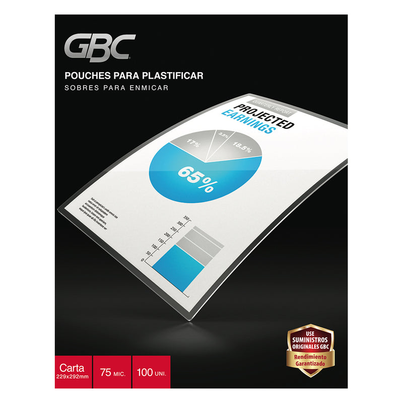 Caja Pouche GBC Carta 3MIL (75 Mic) (229x292 mm) 100 UN.