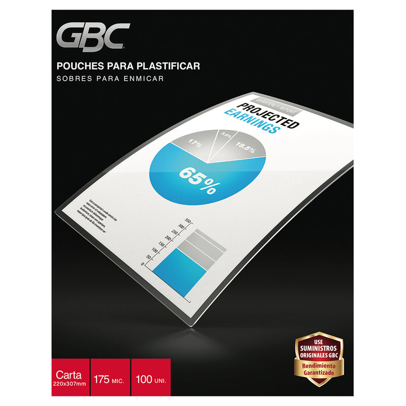 Caja Pouche GBC Carta 7MIL  (175 Mic) (229x292 mm) 100 UN.