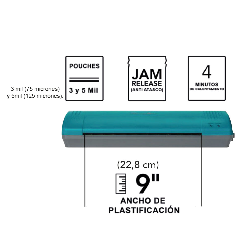 Plastificadora de Papel A4 Inspire Plus Turquesa